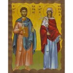 Εικόνα Ξύλινη Άγιος Αδριανός Και Αγία Ναταλία 14,5 χ 20