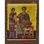 Εικόνα Ξύλινη Άγιος Δημήτριος Και Άγιος Νέστωρ 14,5 χ 20