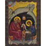 Εικόνα Ξύλινη Άγιος Ιωάννης Ο Θεολόγος Και Άγιος Πρόχορος 14,5 χ 20