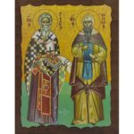 Εικόνα Ξύλινη Άγιος Κύριλλος Και Άγιος Μεθόδιος 21 χ 27