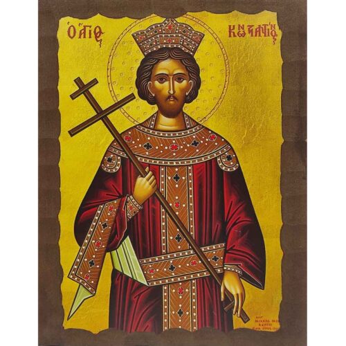 Εικόνα Ξύλινη Άγιος Κωνσταντίνος Μόνος 21 χ 27