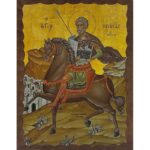 Εικόνα Ξύλινη Άγιος Μηνάς Έφιππος 21 χ 27