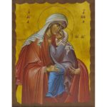 Εικόνα Ξύλινη Αγία Άννα Λευκό Μανδήλιο 21 χ 27