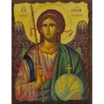 Εικόνα Ξύλινη Αρχάγγελος Μιχαήλ Με Σφαίρα 21 χ 27