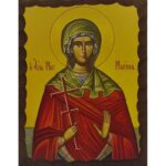 Εικόνα Ξύλινη Αγία Μαρίνα Πράσινο Μανδήλιο 21 χ 27