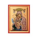 Εικόνα Ξύλινη Παναγία Άξιον Εστί Ελεούσα Σκαφτή Μεταξοτυπία 14 χ 18