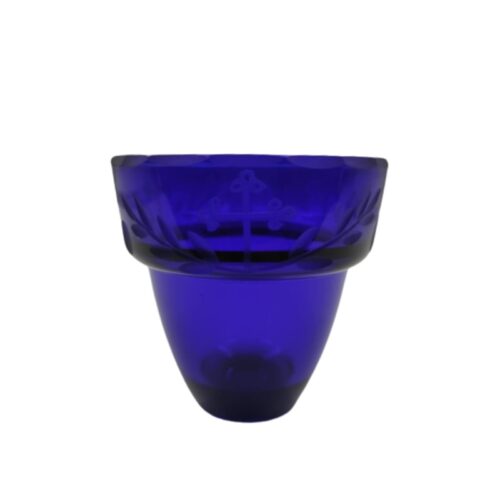 Ποτήρι Γυάλινο Μπλέ Μικρό Χαρακτό